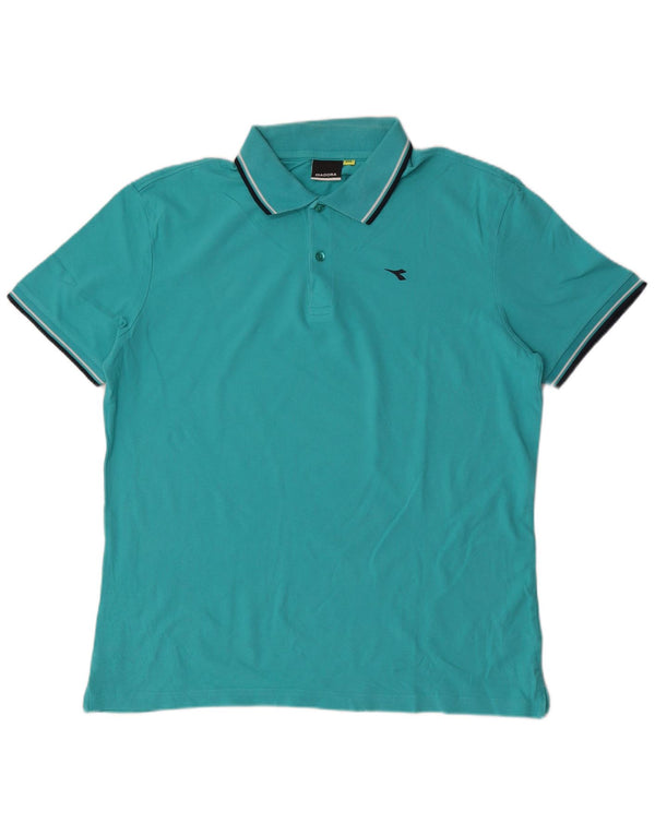 Camisa polo masculina Diadora 2XL algodão listrado azul