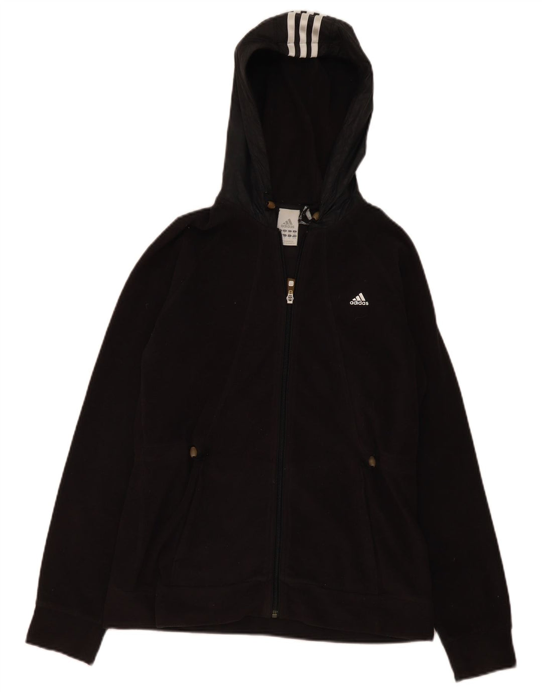 Adidas Womens Hooded Fleece Jacket UK 14 Médio Preto Poliéster