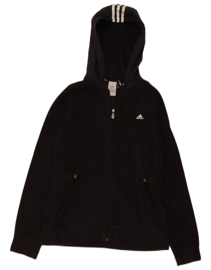 Adidas Womens Hooded Fleece Jacket UK 14 Médio Preto Poliéster