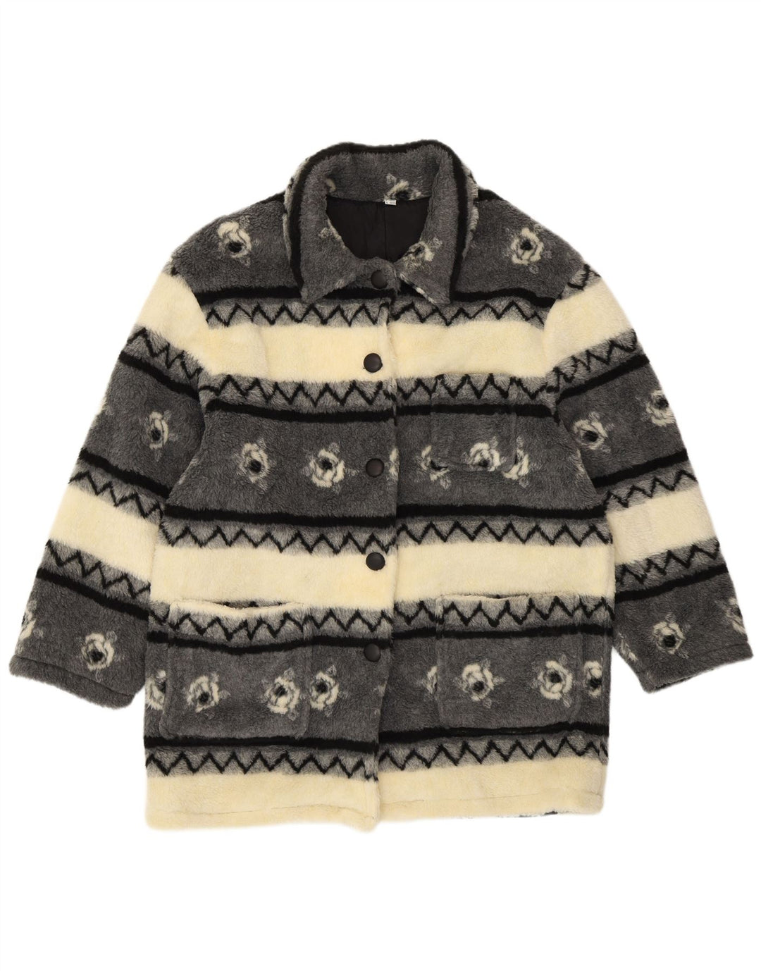 Casaco corta-vento feminino VINTAGE Sherpa Reino Unido 20/22 2XL listrado bege