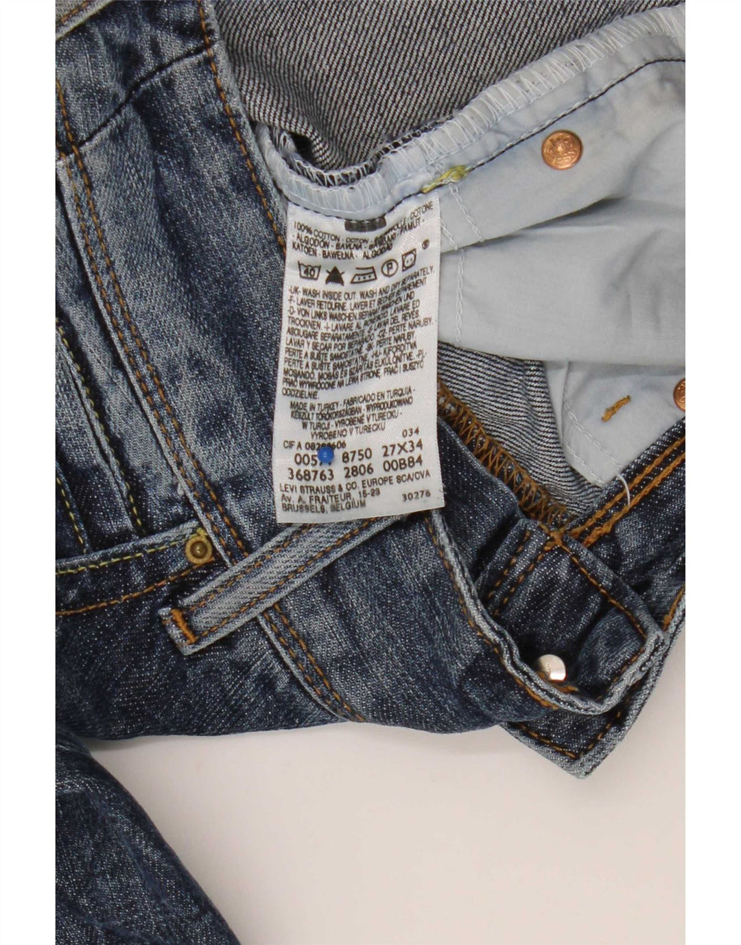 Calça jeans feminina Levi's 571 Slim W27 L34 azul algodão