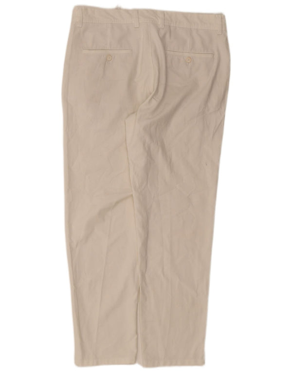 Zara Mens Straight Chino Calças EU 42 Grande W32 L28 Poliéster Branco