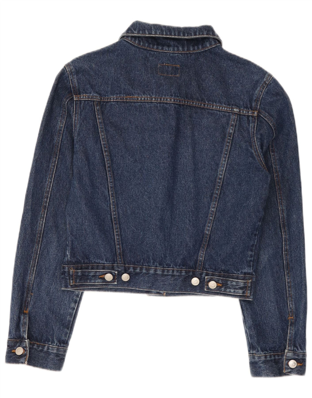 Jaqueta jeans feminina vintage UK 14 algodão azul médio