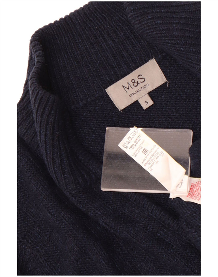 Suéter cardigã masculino Marks & Spencer pequeno azul marinho acrílico