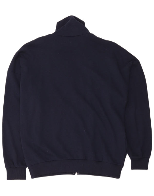 Suéter cardigã masculino vintage UE 50 algodão colorblock azul marinho médio