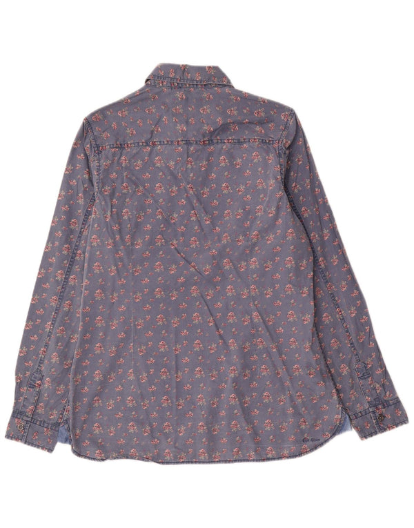 Camisa feminina Fat Face UK 14 grande algodão floral azul