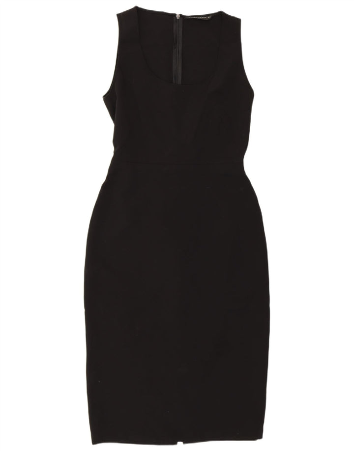 Vestido bodycon feminino sem mangas Zara UK 12 poliéster preto médio