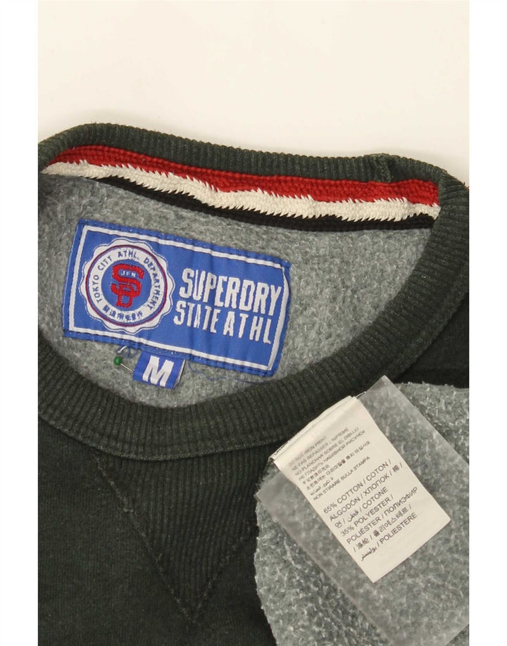 Superdry moletom gráfico masculino jumper médio algodão verde
