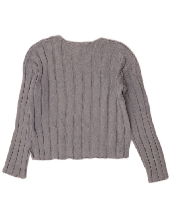Suéter Zara Girls Crop com decote em V 13-14 anos algodão azul