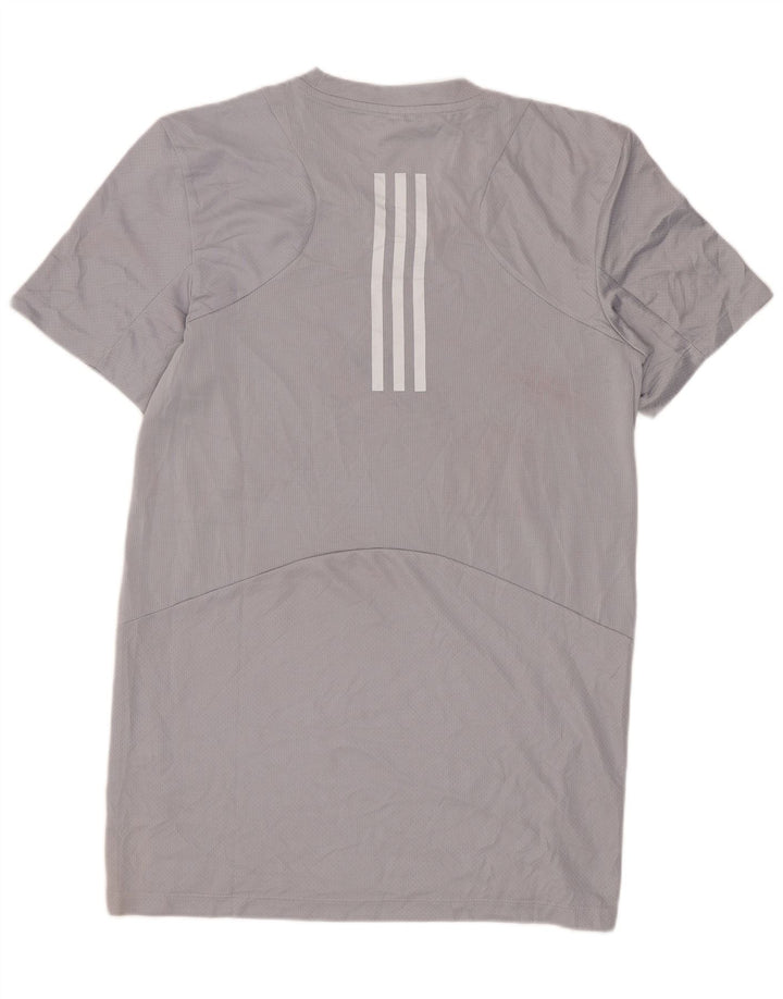 ADIDAS Mens T-Shirt Top Pequeno Poliéster Cinzento