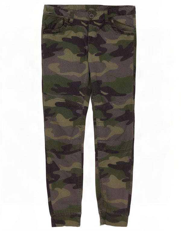 Benetton Meninas Joggers Calças Casuais 15-16 Anos W28 L28 Camuflagem Verde