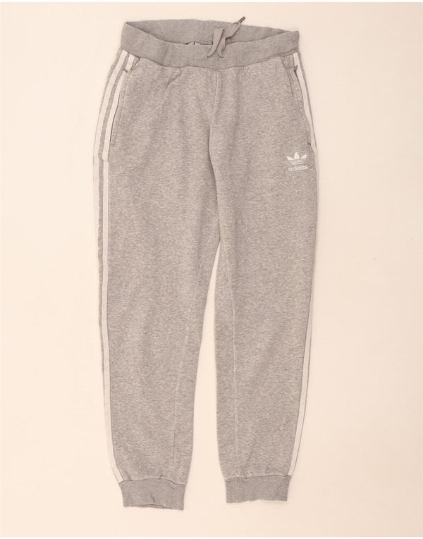 ADIDAS Womens Tracksuit Calças Joggers UK 12 Médio Cinza Algodão