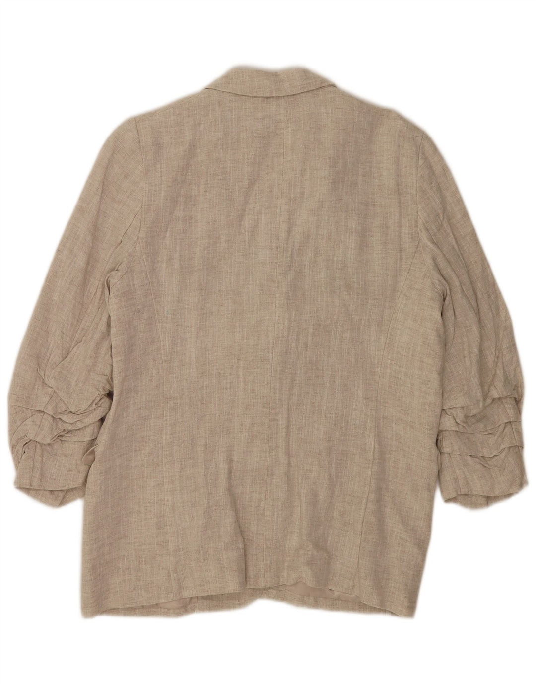 Jaqueta blazer feminina Marks & Spencer manga 3/4 aberta Reino Unido 14 grande bege
