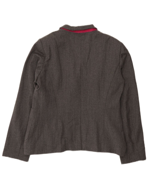 Jaqueta blazer feminina Benetton com 2 botões Reino Unido 16 grande lã cinza