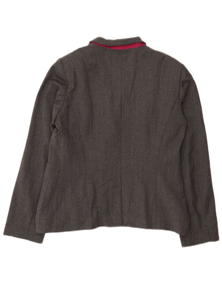 Jaqueta blazer feminina Benetton com 2 botões Reino Unido 16 grande lã cinza
