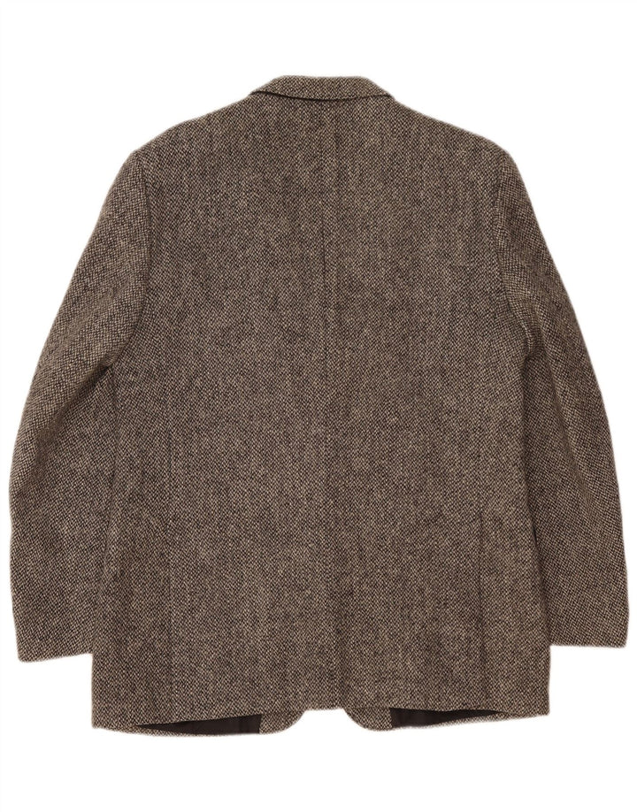 Jaqueta blazer masculina Harris Tweed de ajuste regular com 2 botões UE 40 grande lã cinza