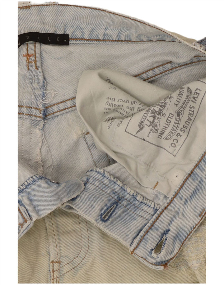 Mini saia jeans feminina LEVI'S desgastada W28 algodão azul médio