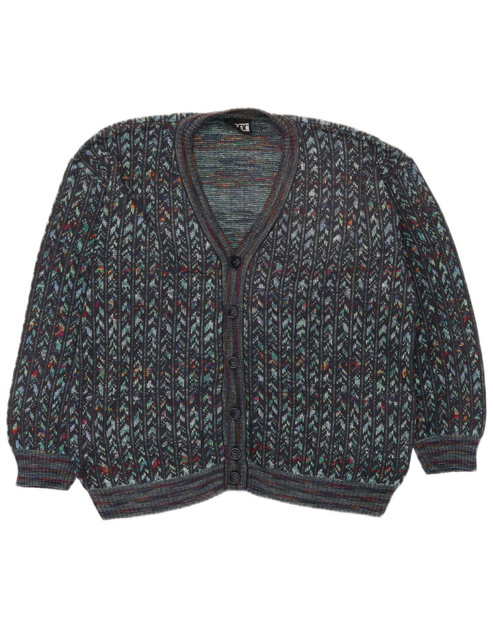 Suéter Cardigan Masculino Vintage IT 54 XL Multicolorido Geométrico