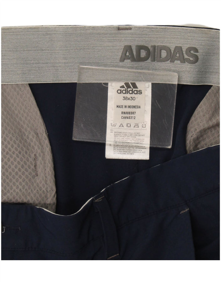 Adidas Mens Slim Chino Calças W38 L30 Poliéster Azul Marinho