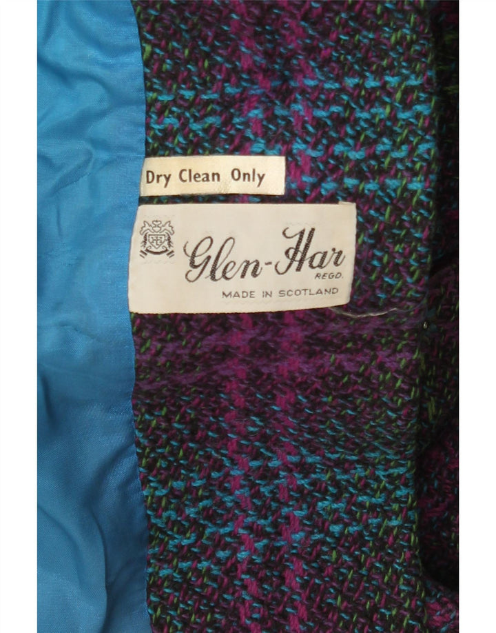 Sobretudo feminino vintage UK 14 grande xadrez multicolorido