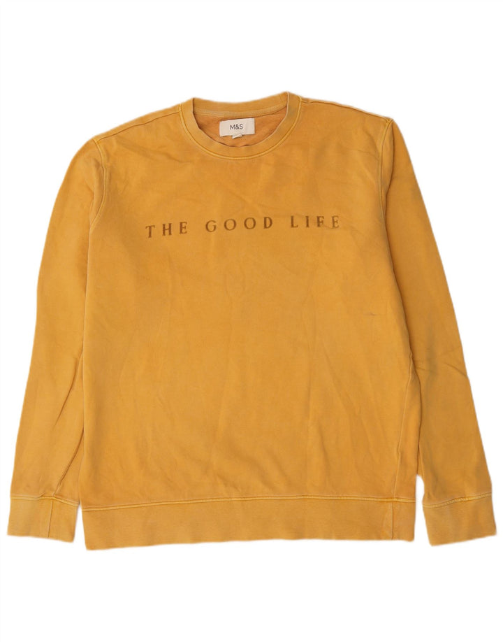 Suéter gráfico masculino Marks & Spencer grande algodão amarelo