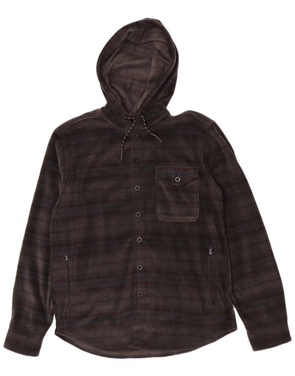 Camisa masculina de flanela com capuz Billabong XL listrada cinza