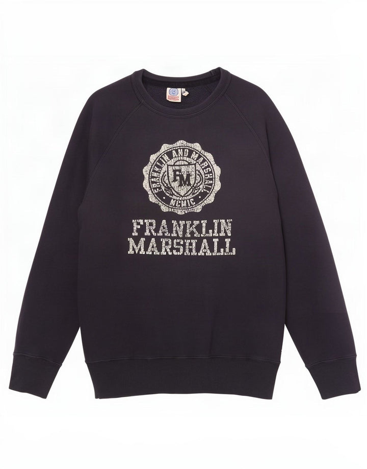 Franklin Marshall moletom gráfico masculino jumper médio azul marinho