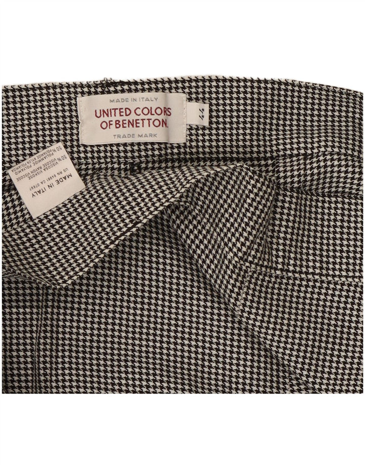 Calça casual feminina Benetton IT 44 médio W28 L30 preta Houndstooth
