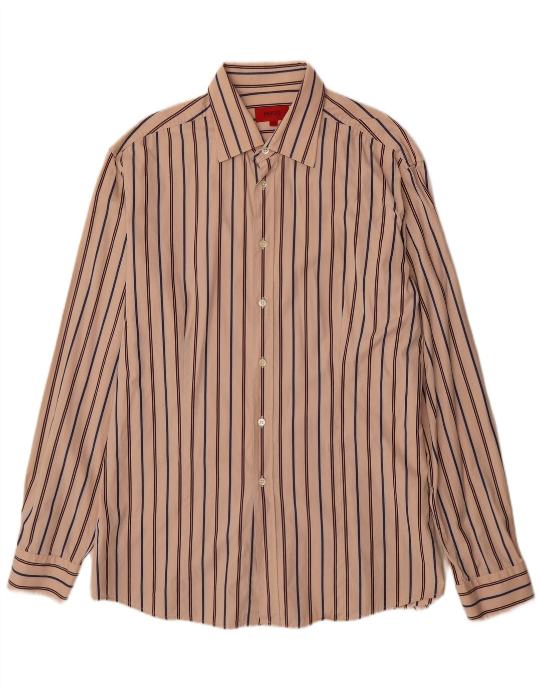 Camisa masculina Hugo Boss 2XL algodão listrado bege