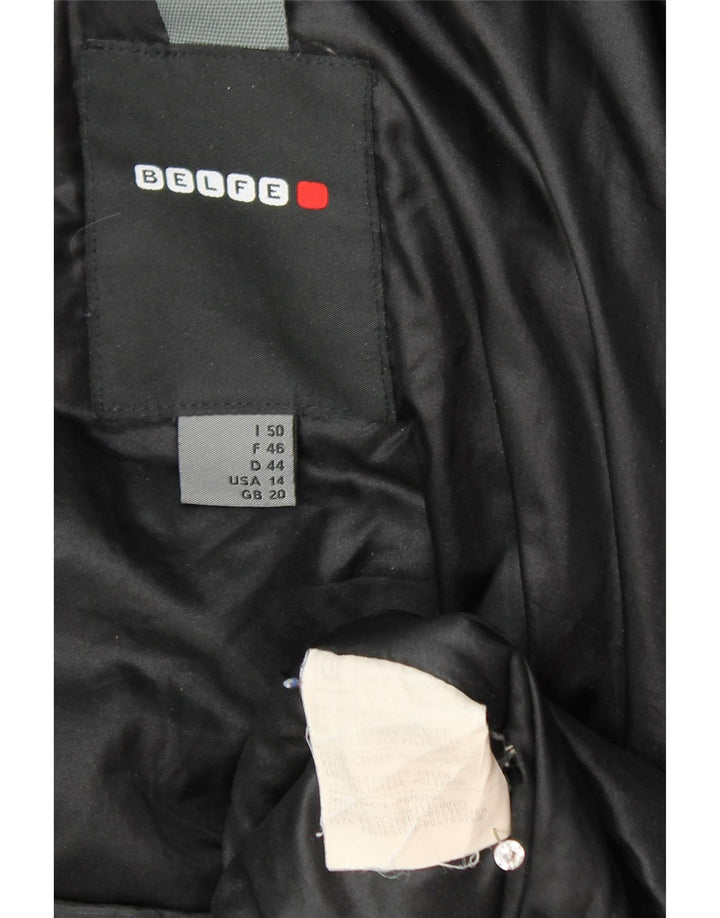 BELFE Womens Hooded Padded Jacket UK 20 2XL Black Polyamide Vintage Belfe and Second-Hand Belfe from Messina Hembry 