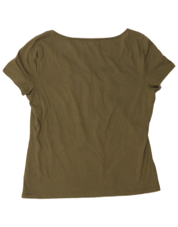 Camiseta feminina Chaps UK 16 grande algodão cáqui