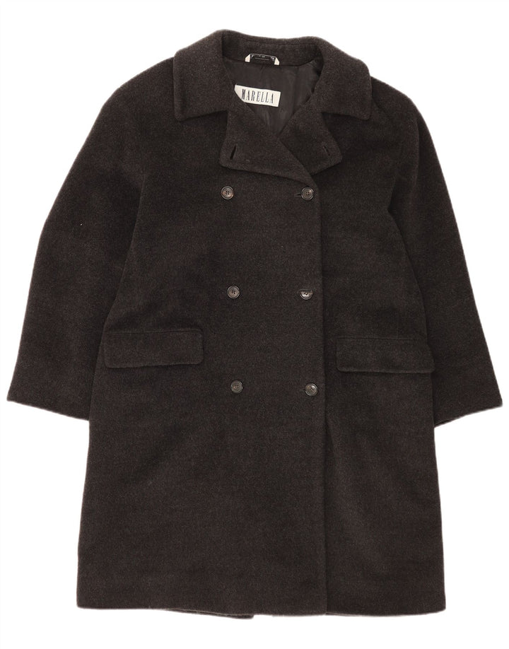 Casaco feminino Marella com peito duplo UK 12 lã virgem cinza médio