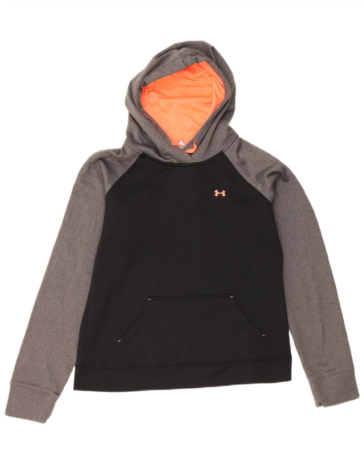 Under Armour feminino moletom com capuz UK 14 médio preto colorblock poliéster