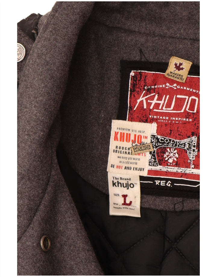 Sobretudo militar feminino KHUJO UK 16 grande lã cinza