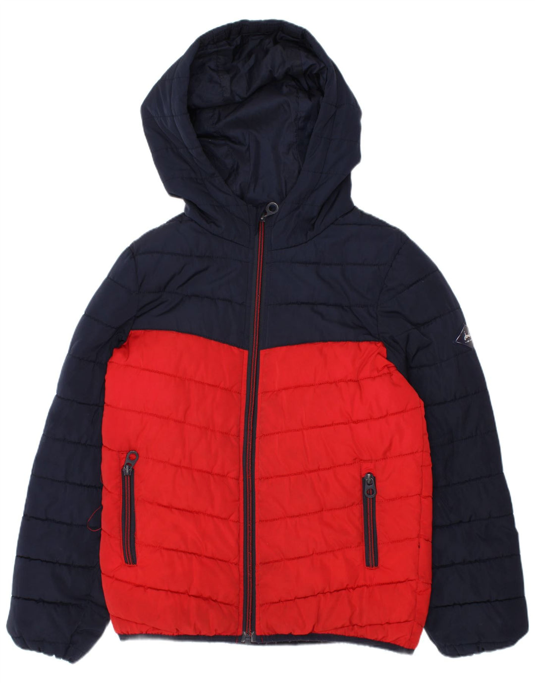 Jaqueta acolchoada com capuz Joules Boys 7-8 anos azul marinho Colourblock
