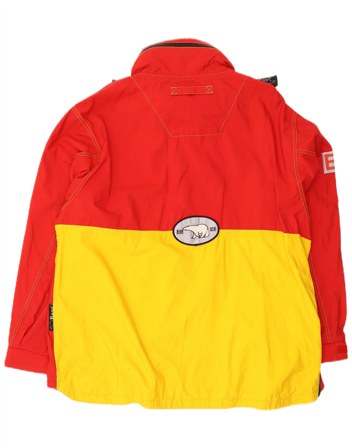 Jaqueta de chuva masculina Bear Graphic pulôver Reino Unido 40 grande bloco colorido vermelho nylon