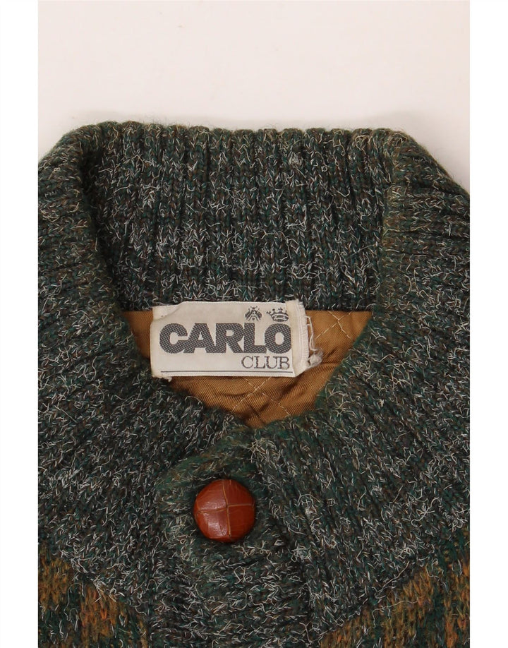 Suéter cardigã masculino CARLO grande verde geométrico