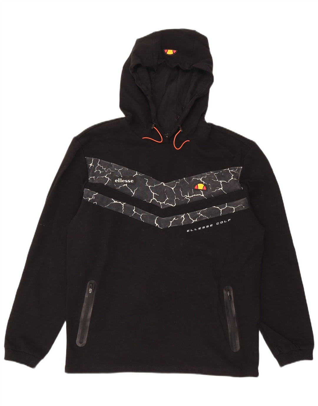 Ellesse moletom com capuz masculino grande algodão geométrico preto