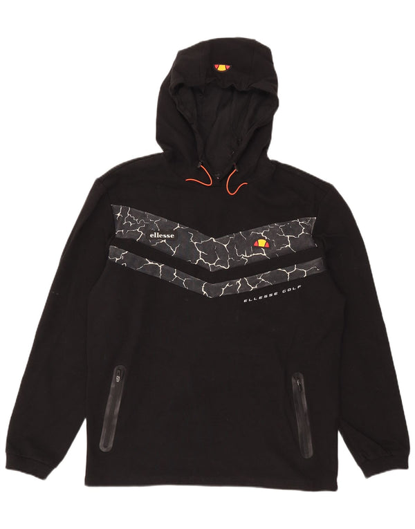 Ellesse moletom com capuz masculino grande algodão geométrico preto