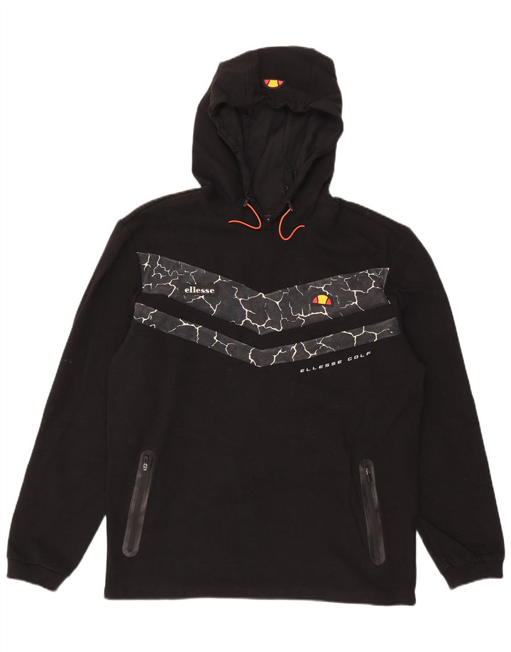 Ellesse moletom com capuz masculino grande algodão geométrico preto