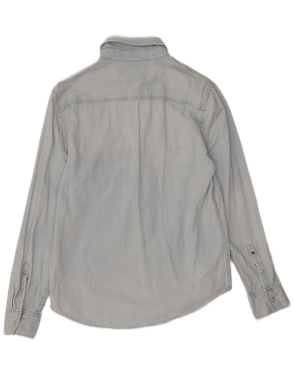 Camisa jeans masculina Calvin Klein Jeans pequena azul