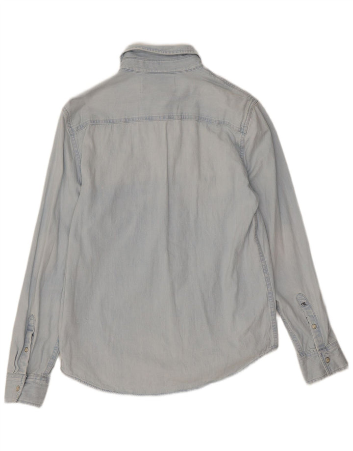Camisa jeans masculina Calvin Klein Jeans pequena azul