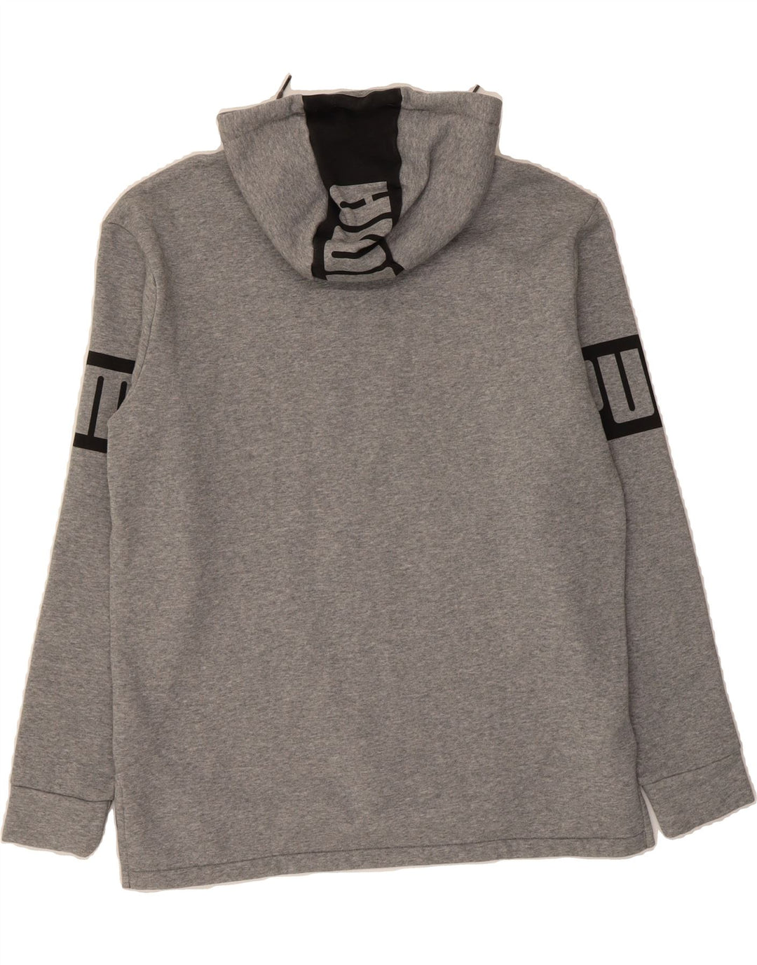 PUMA Mens Graphic Zip Hoodie Sweater Large Grey Colourblock Cotton Vintage Puma and Second-Hand Puma from Messina Hembry 