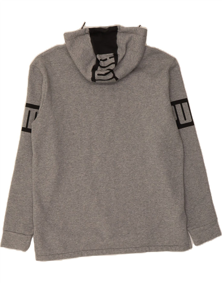PUMA Mens Graphic Zip Hoodie Sweater Large Grey Colourblock Cotton Vintage Puma and Second-Hand Puma from Messina Hembry 