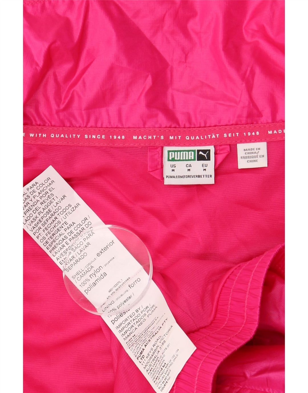 PUMA Womens Crop Oversized Tracksuit Top Jacket Reino Unido 14 Médio Rosa Nylon