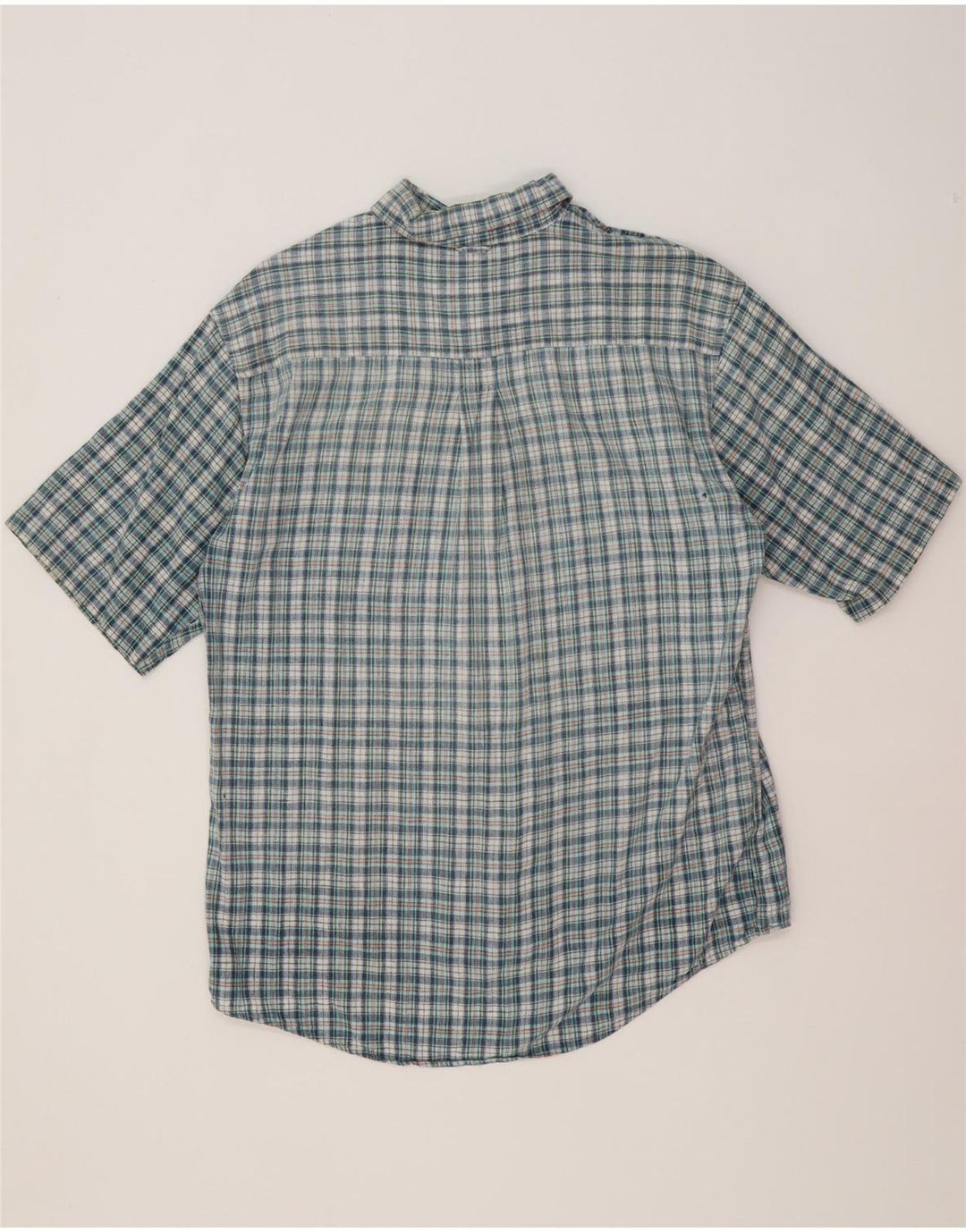 Camisa masculina de manga curta Timberland, linho xadrez azul médio