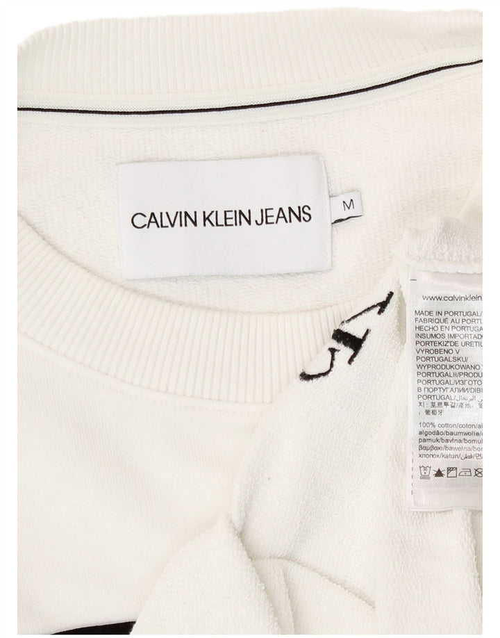 Calvin Klein Suéter Crop Feminino UK 14 Médio Listrado Branco