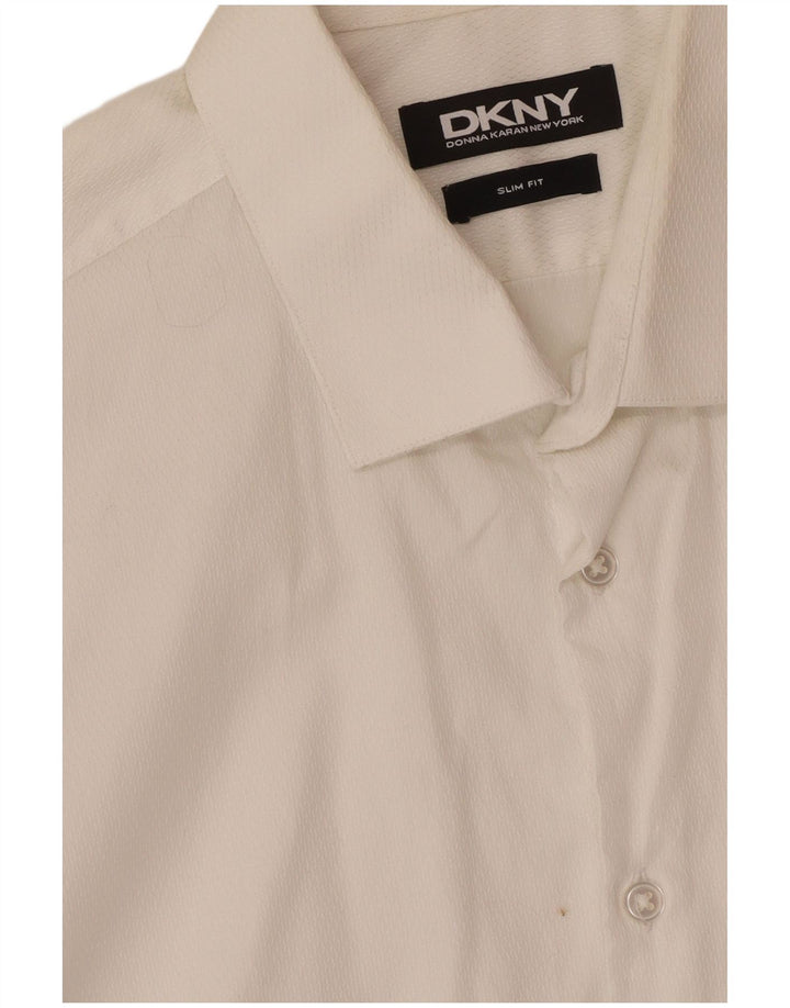 Camisa masculina Dkny Slim Fit médio algodão branco