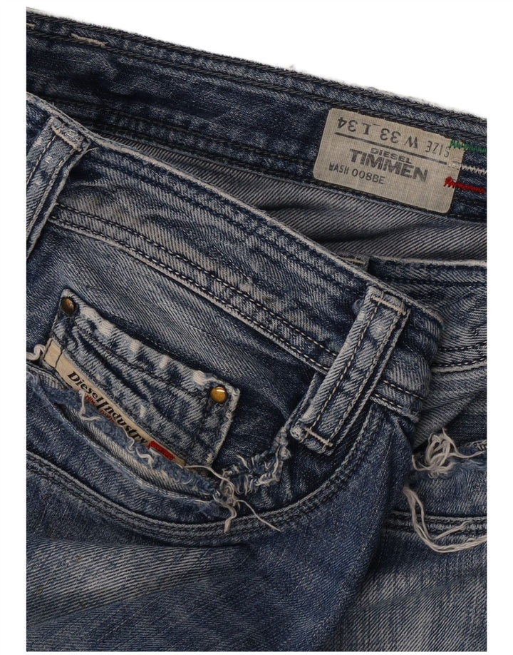 Diesel Mens Timmen Straight Jeans W33 L34 Azul Algodão