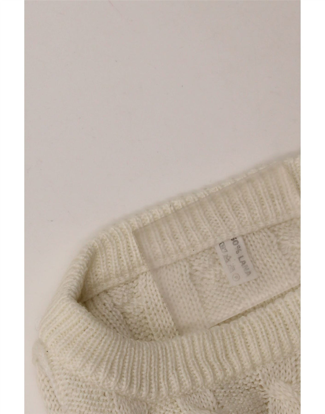 Suéter feminino VINTAGE com gola redonda Reino Unido 14 lã branca média